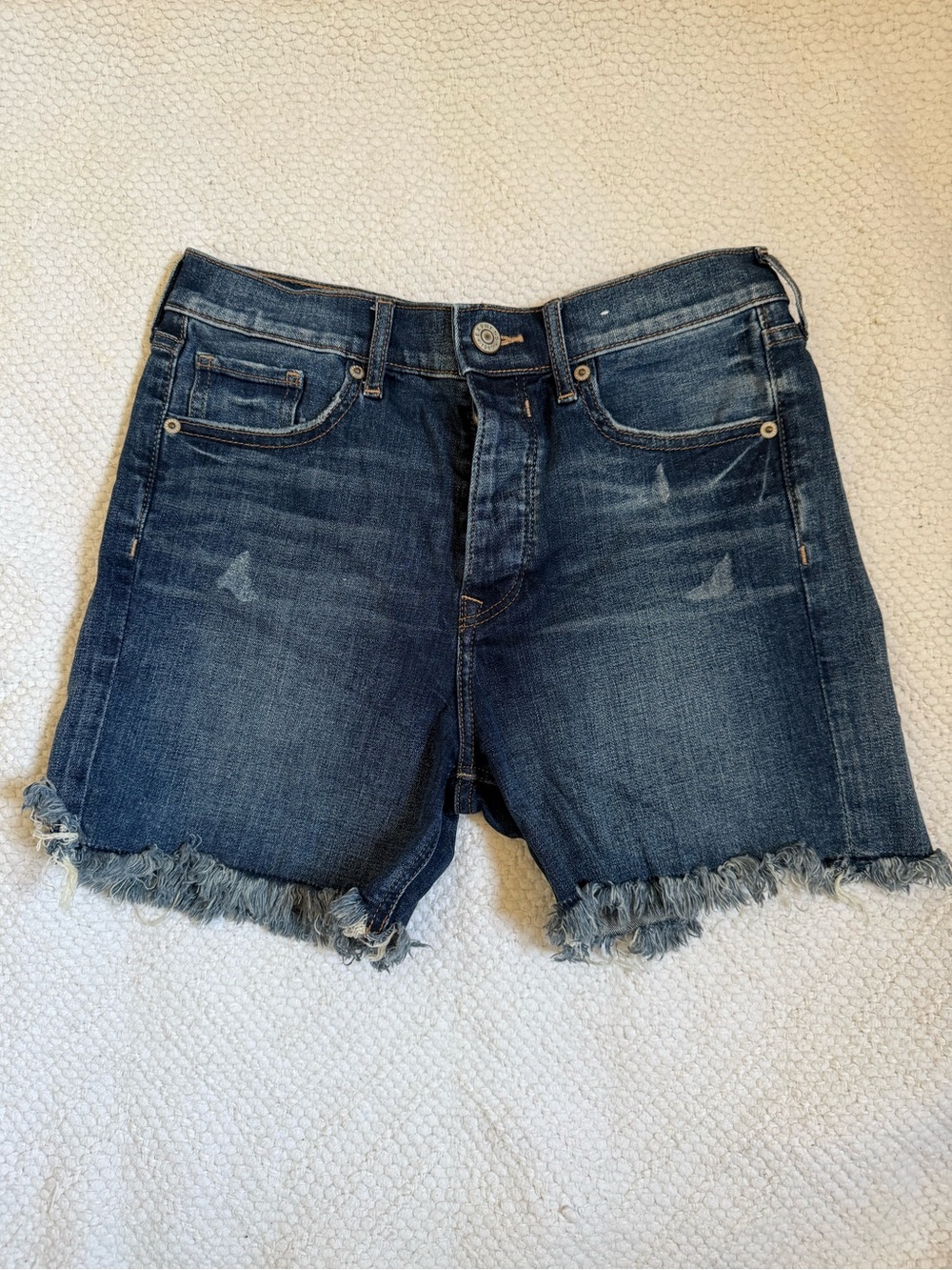 EXPRESS Dark Wash Frayed Hem Denim Shorts Size 2